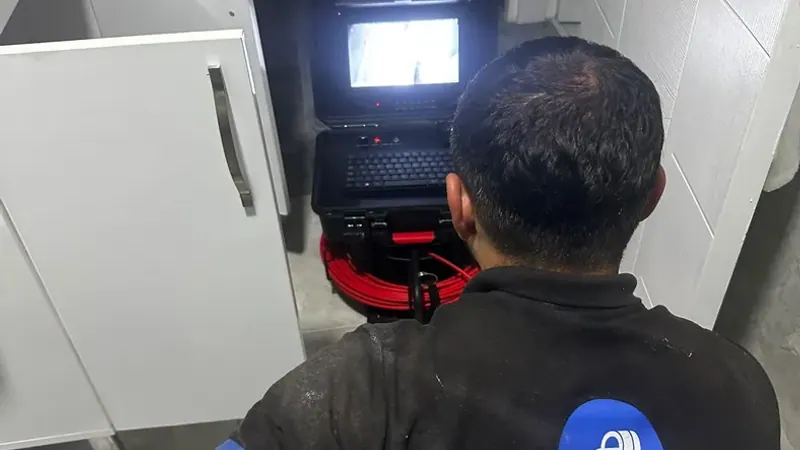 Kameralı sistemle bina içi kanal görüntüleme işlemi